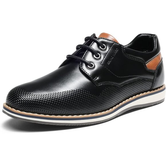 Bruno Marc Men's Black Oxford Formal Comfort Uniform Lace Up Casual Toe Sneakers - Picture 1 of 6